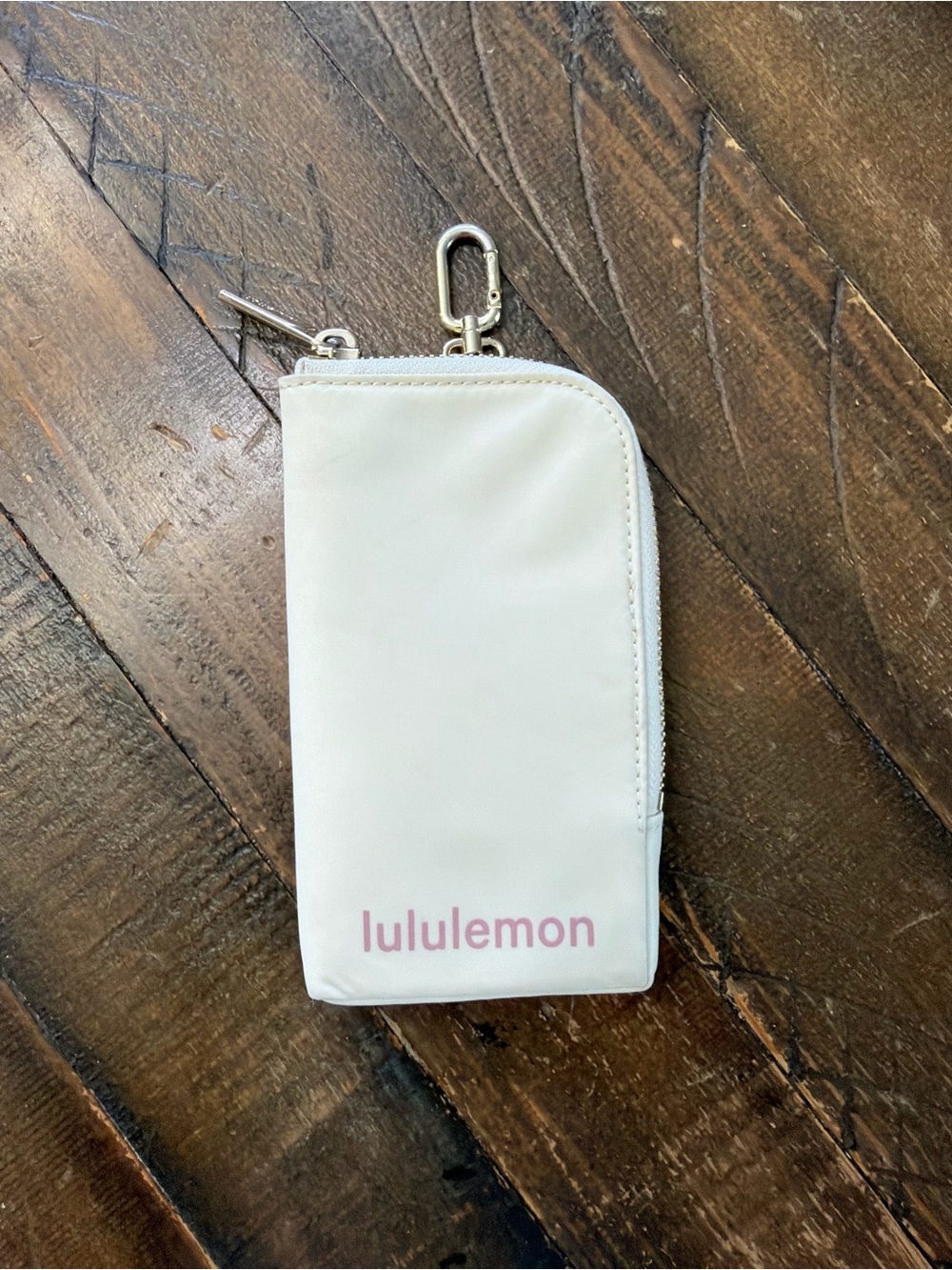 Lululemon White Creme Zippered Pouch with Clip
